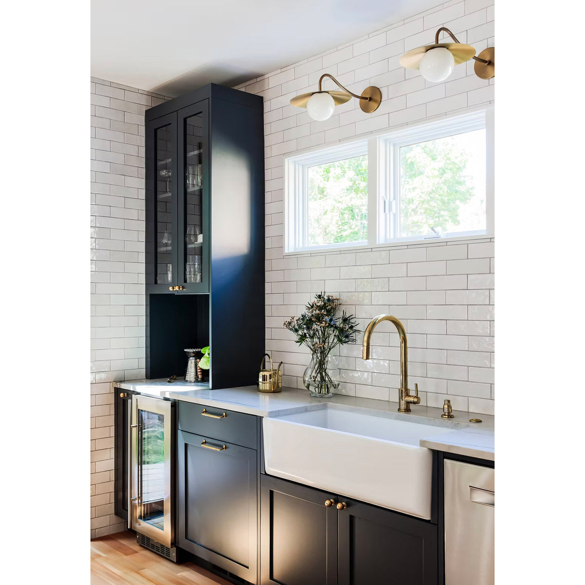 Marie Sconces shown in Heirloom Brass. Interior Design by Wise Design, Photography by Seppi Reda
