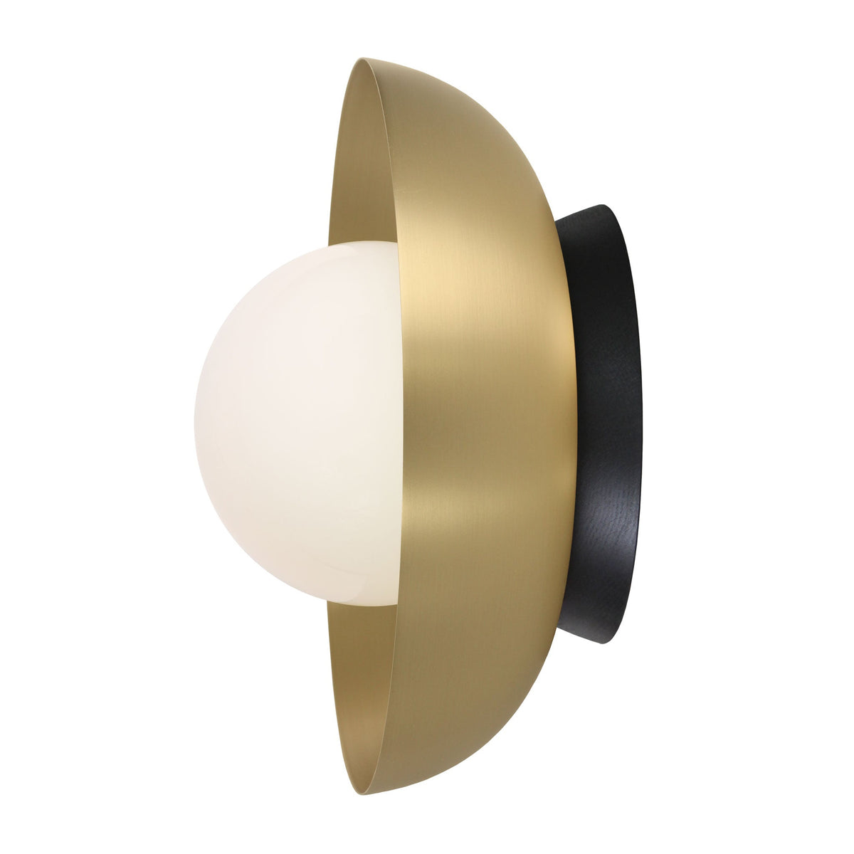 Lexi Large 6” shown with a Solid shade in Brass and Black Stained wood finish canopy