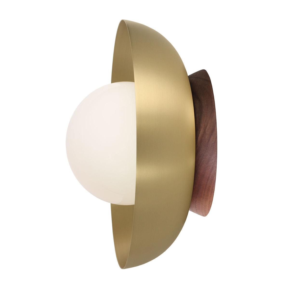 Lexi Large 6” shown with a Solid shade in Brass and Walnut canopy
