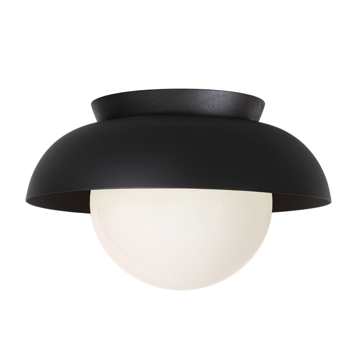 Lexi Large 8” shown with a Solid shade in Matte Black and Black Stained finish canopy