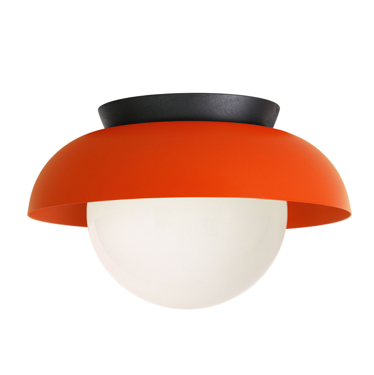 Lexi Large 8” shown with a Solid shade in Persimmon and Black Stained wood canopy