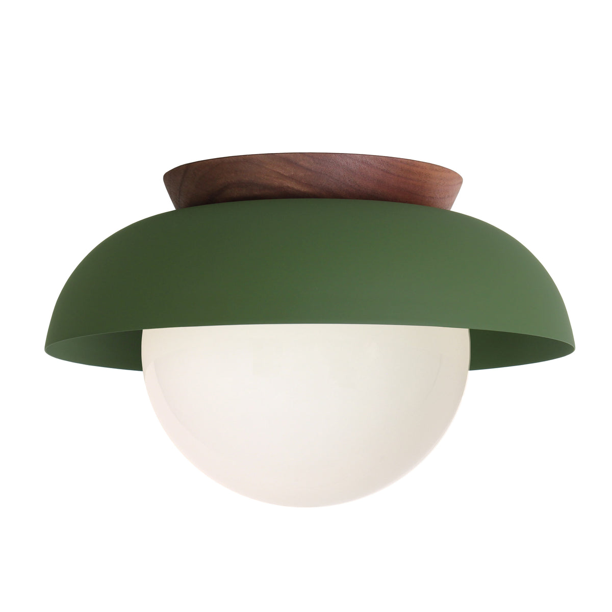 Lexi Large 8” shown with a Solid shade in Secret Garden Green and Walnut canopy
