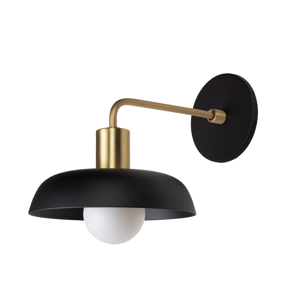 Sally Sconce shown with a Solid shade in Matte Black and Brass fixture finish