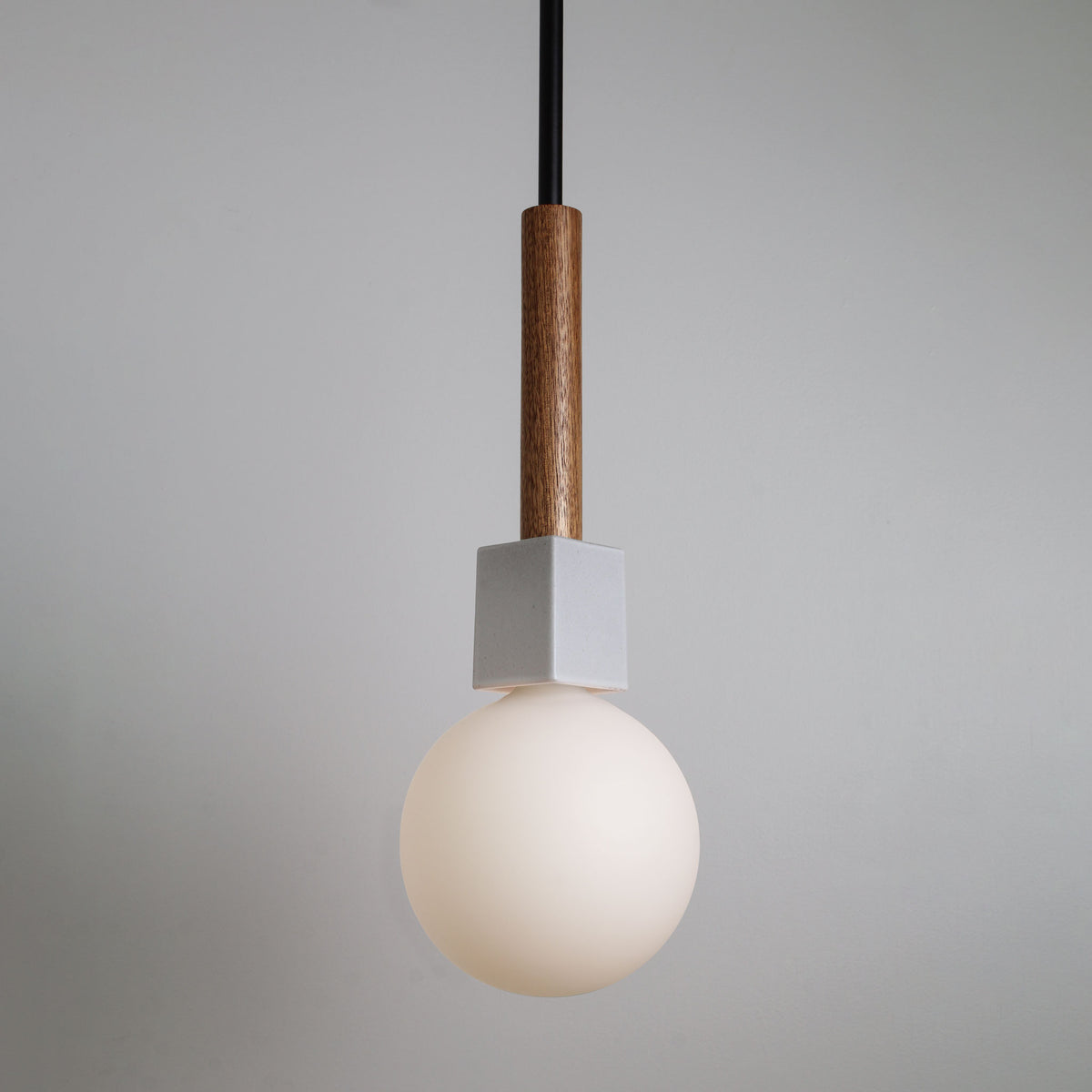 Seneca Pendant shown in Walnut with Matte Black