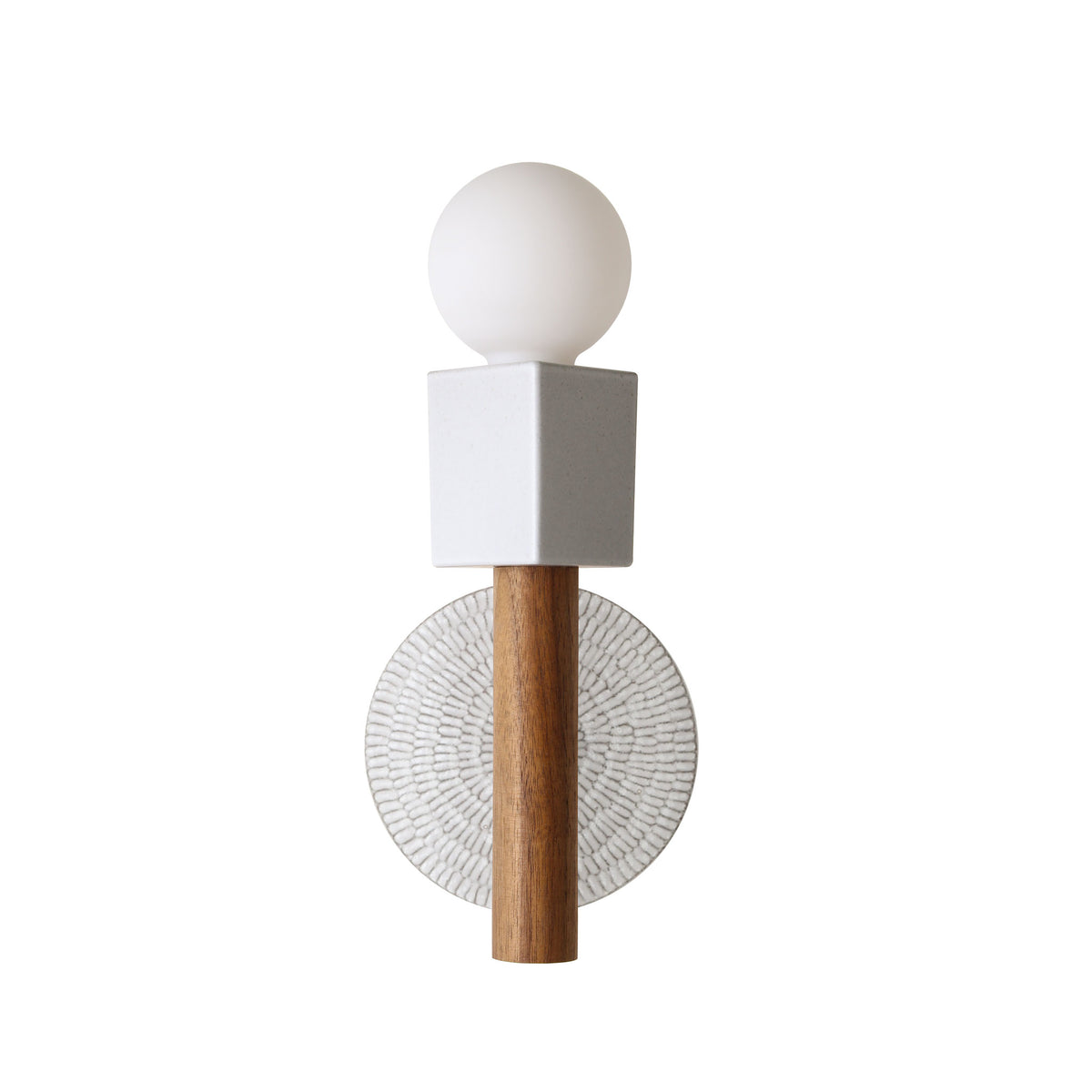 Seneca Pendant shown with Sunflower pattern Brownstone White ceramic canopy finish and Walnut