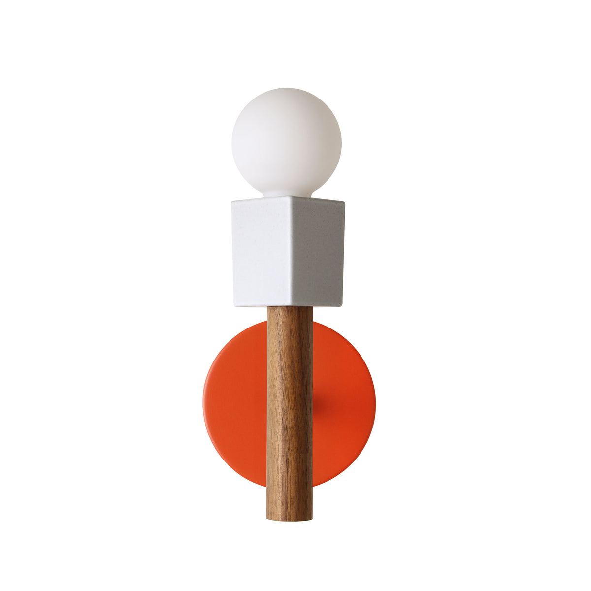 Seneca Sconce shown with a Persimmon metal canopy and Walnut