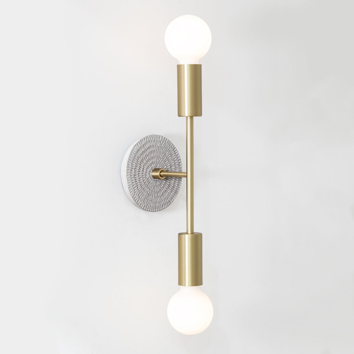Venus with Ceramic Canopy shown in White with Brass with Sunflower ceramic canopy pattern in Brownstone White