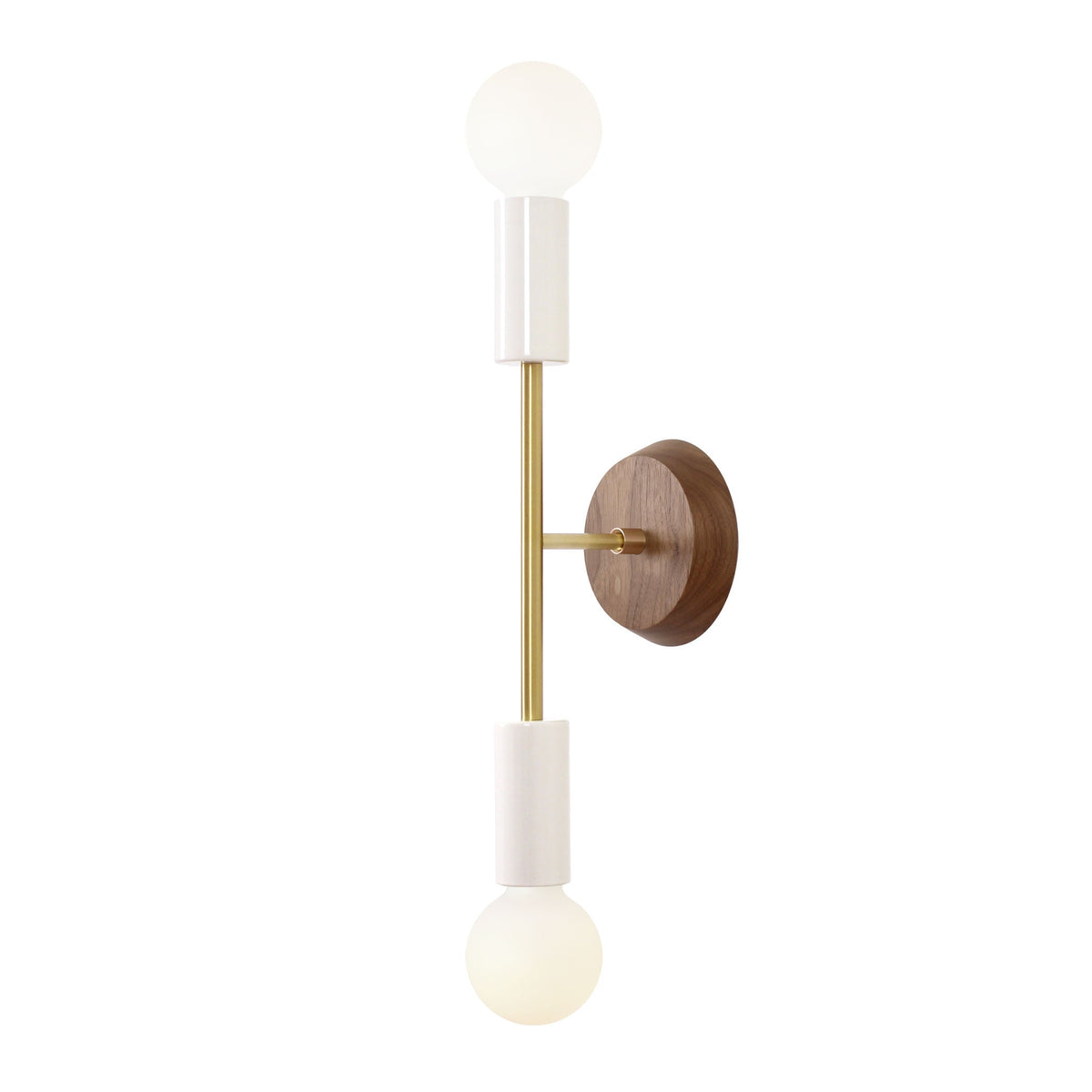 Venus with Wood Canopy shown in White with Brass with Walnut