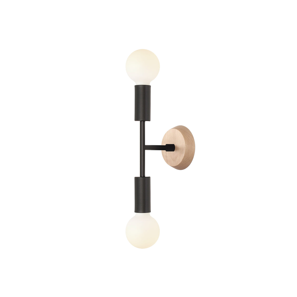 A Venus Mini With Wood Canopy In Black Finish On A White Background