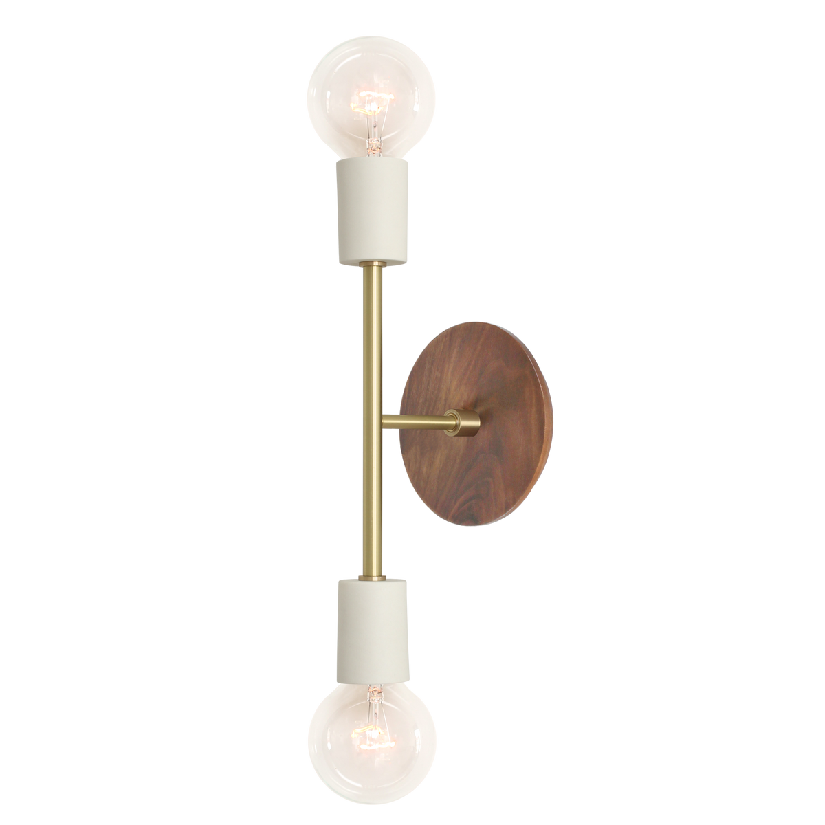 Verona shown in Bone ceramic finish with Brass metal with Walnut canopy