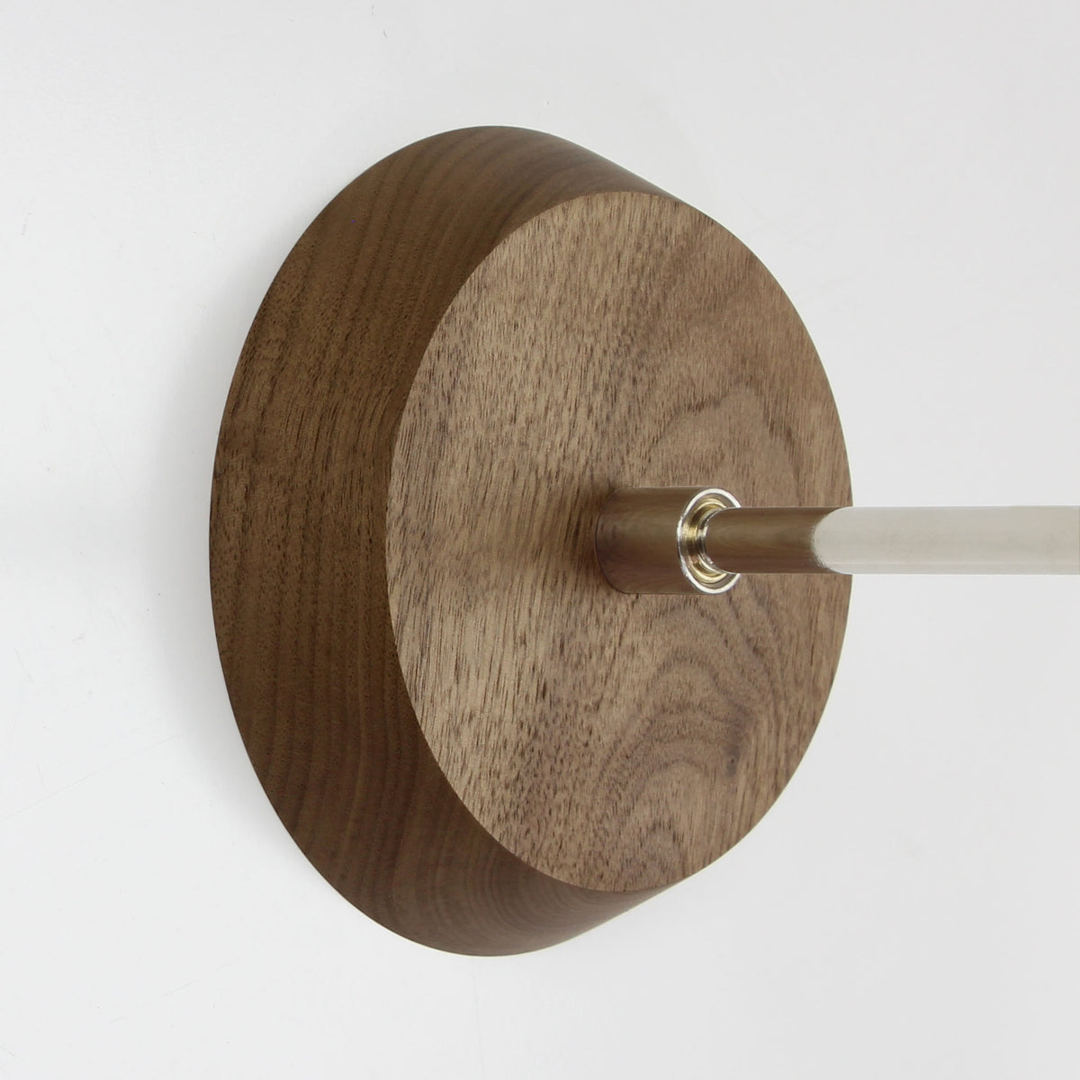 Wood canopy shown in Walnut with Polished Nickel arm