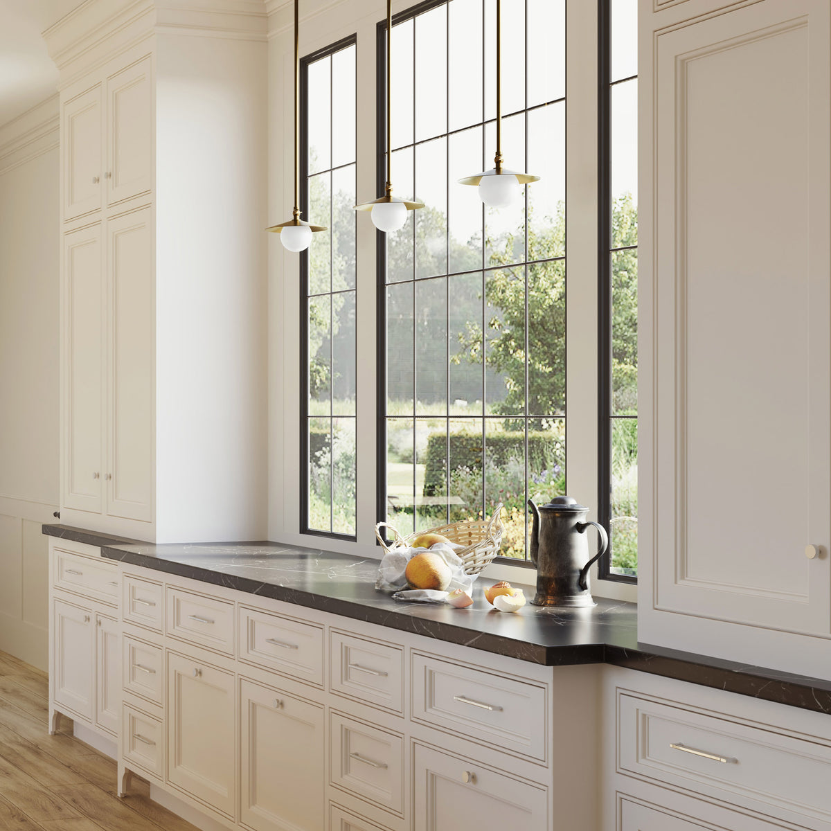 Marie Petite Pendant shown in Heirloom Brass