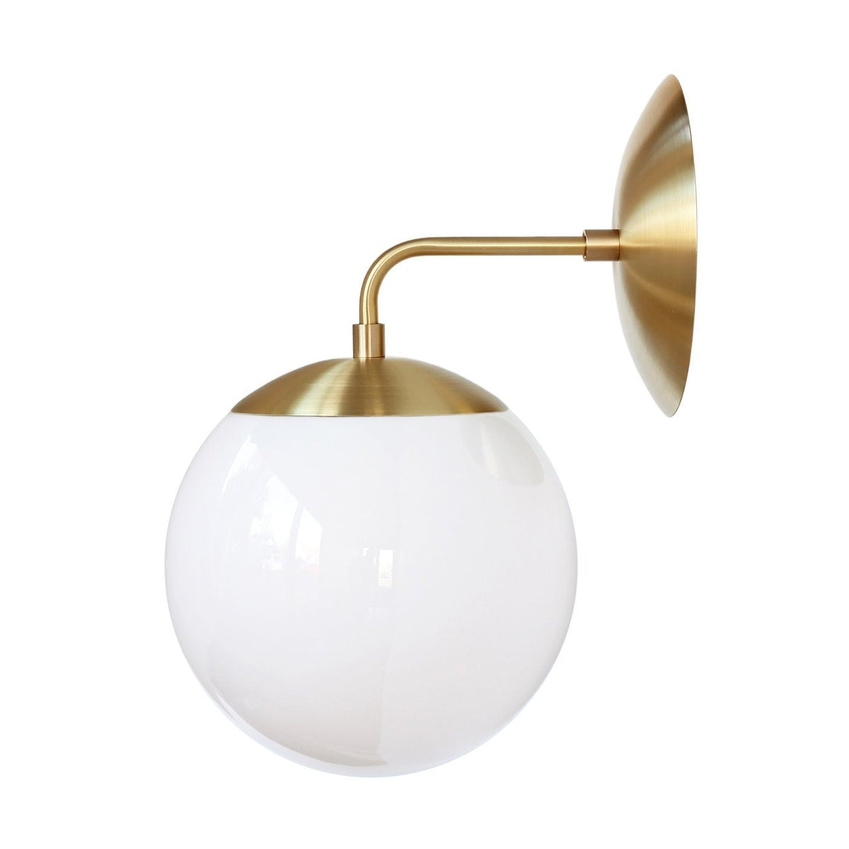 Alto Sconce 8" shown in Brass with an Opal 8" globe