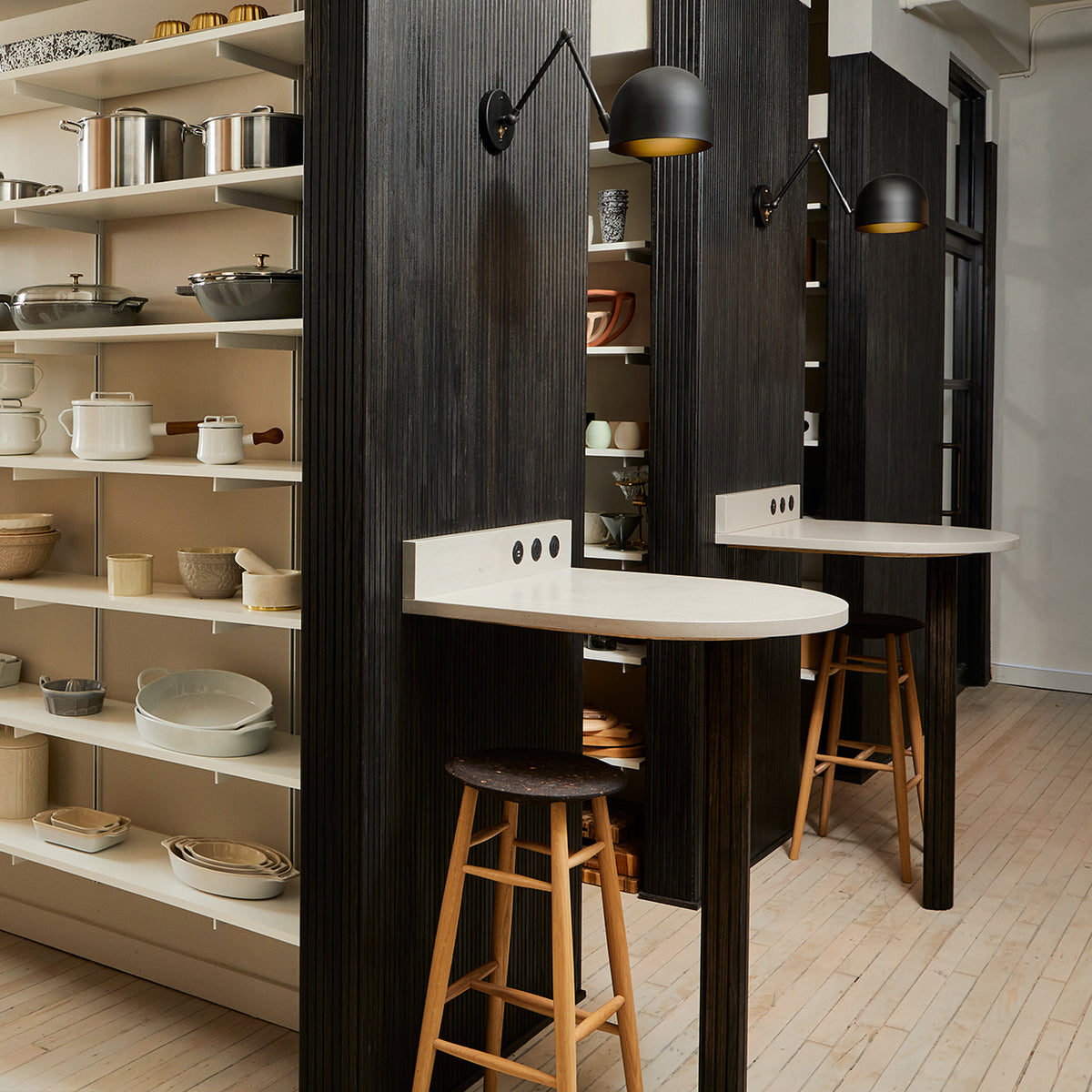 Amélie Double Articulated 8" shown in Matte Black with Graphite Patina Accents. Design by Brad Sherman of Float Studio for Food52. Photo by Rocky Luten