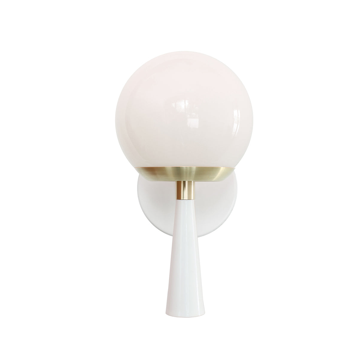 Audrey 6" shown in White with Brass with an Opal 6" globe