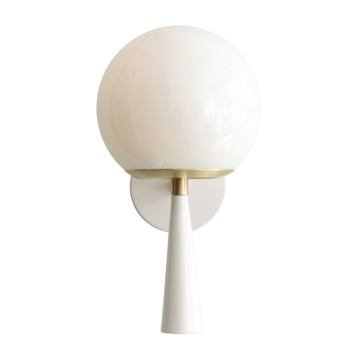 Audrey 8" shown in White with Brass with an Opal 8" globe