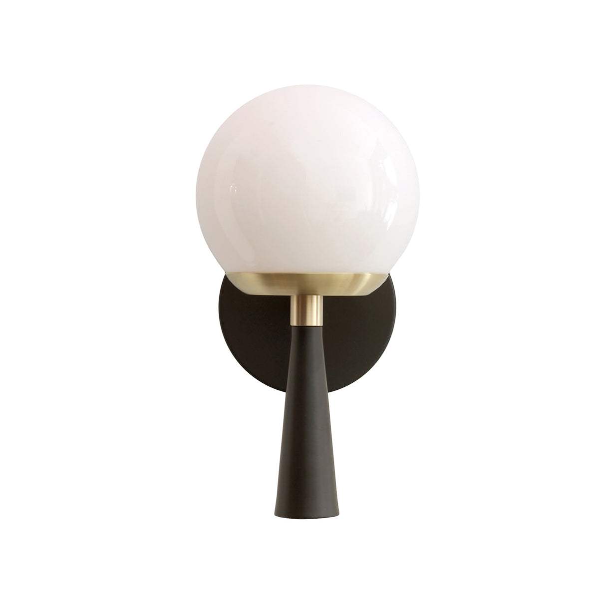 Audrey 6" shown in Matte Black with Brass with an Opal 6" globe