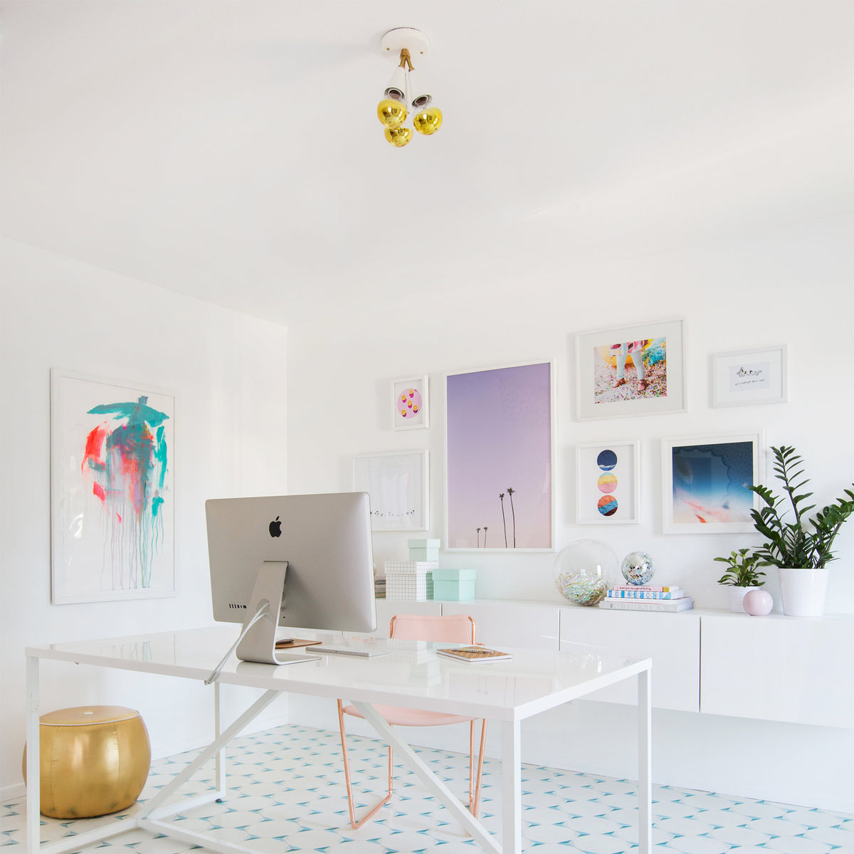 Spectra shown in White with Brass. Interior design by Joy Cho of Oh Joy!