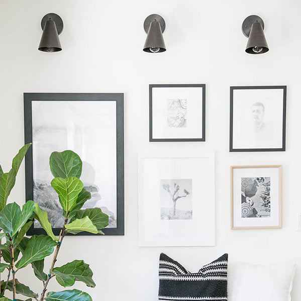 Tilt Cone shown in Graphite Patina. Interior design by Sugar and Charm & Smitten Studio
