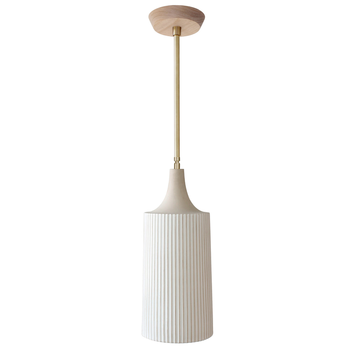 Tumwater Large Pendant shown in Brass with Maple canopy