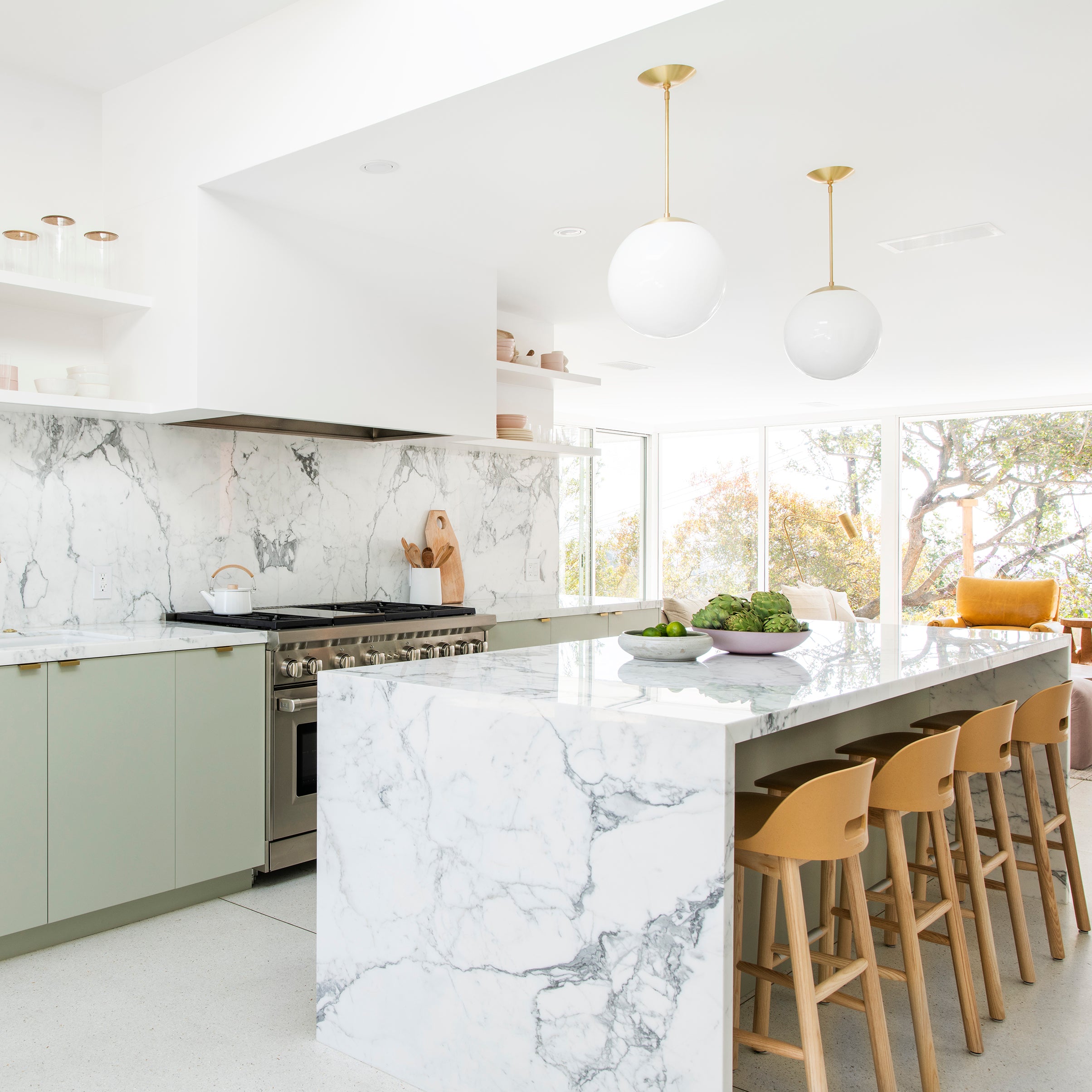 The Perfect Height for Hanging Pendants Over a Kitchen Island