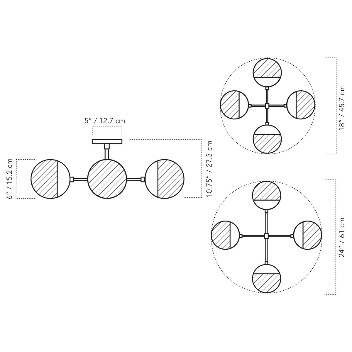 A Technical Drawing Of The Alto Compass Surface Light With 6" Globe