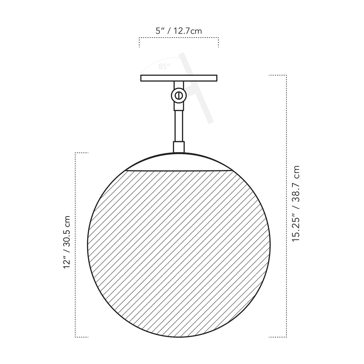 Alto Surface 12" for Vaulted Ceilings dimensions