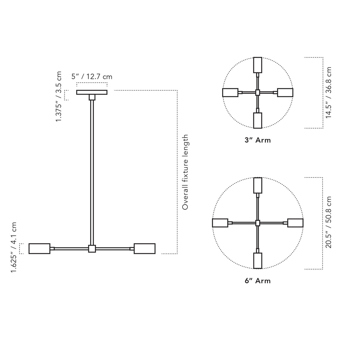 Cedar & Moss Venus Compass pendant drawing with dimensions