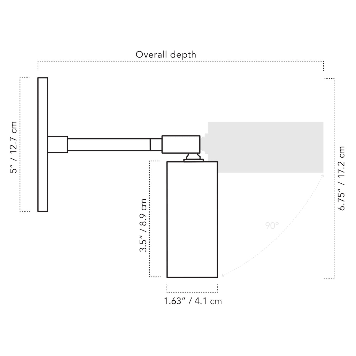 A Technical Drawing Of The Tilt Cone Wall Sconce