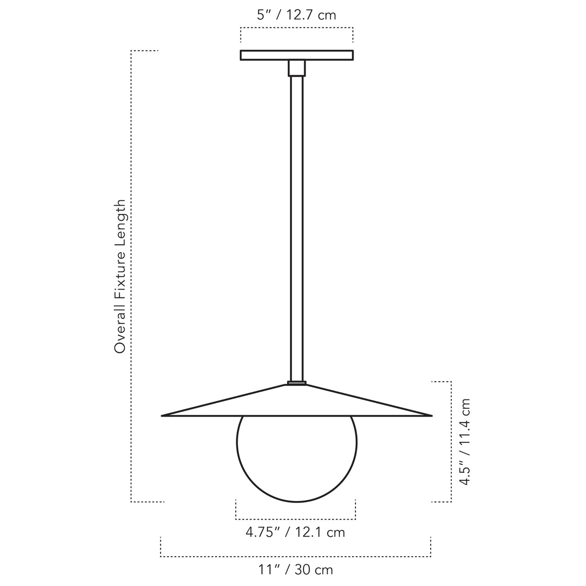 Cedar & Moss Marie Pendant drawing with dimensions