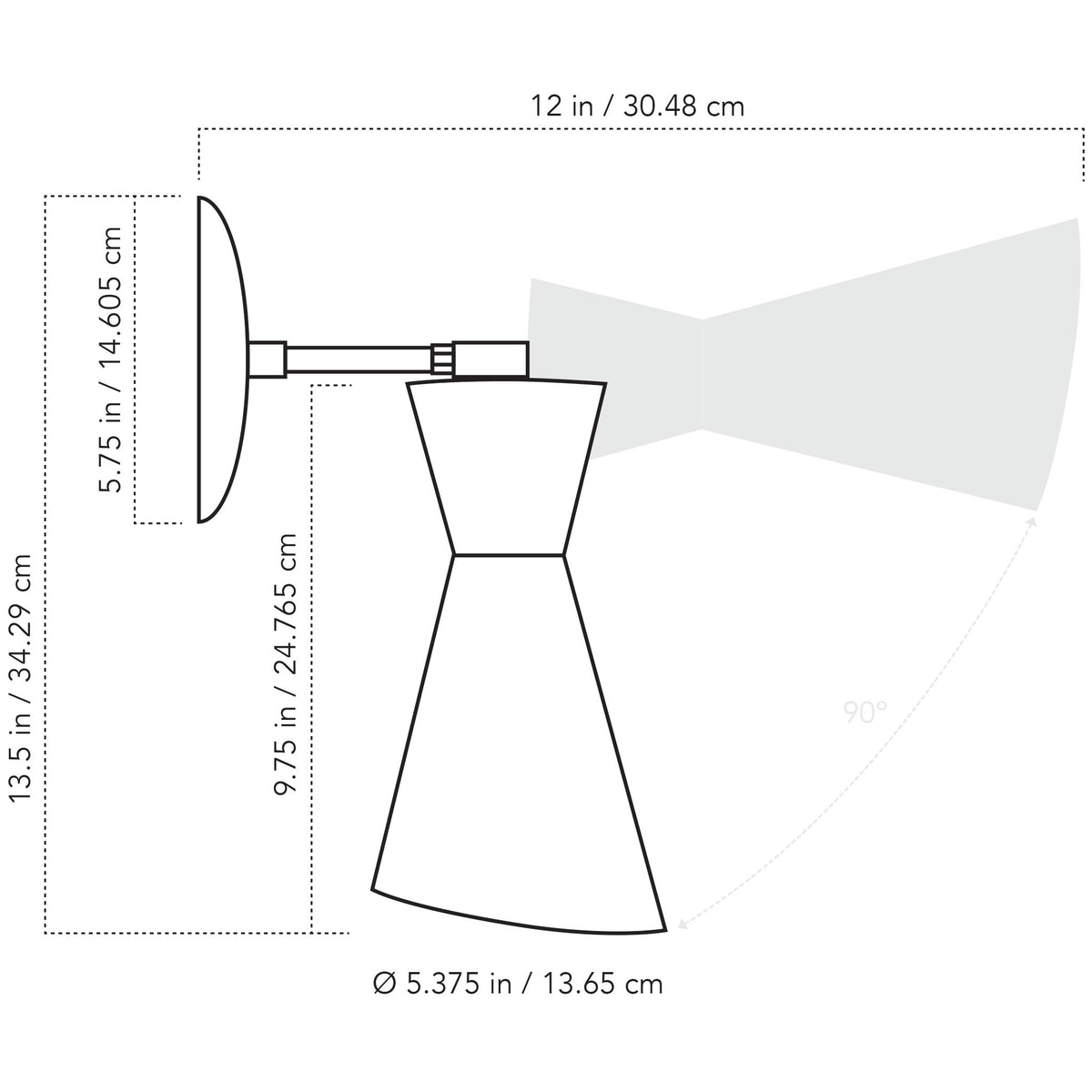 A Technical Drawing Of The Tryon Wall Sconce