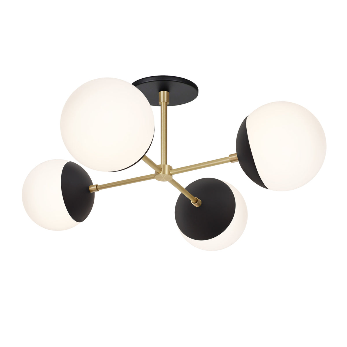 Alto Compass 6" Surface shown in Black and Brass with Opal 6" Globes