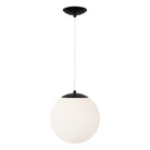 Alto Cord 12” shown in Matte Black with White Cloth Cord and an Opal 12” Globe