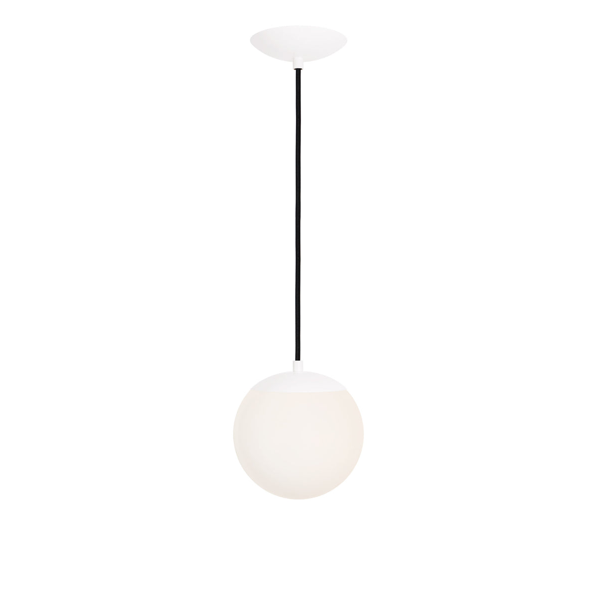 Alto Cord 8" shown in White with Black Cloth Cord and an Opal 8" Globe
