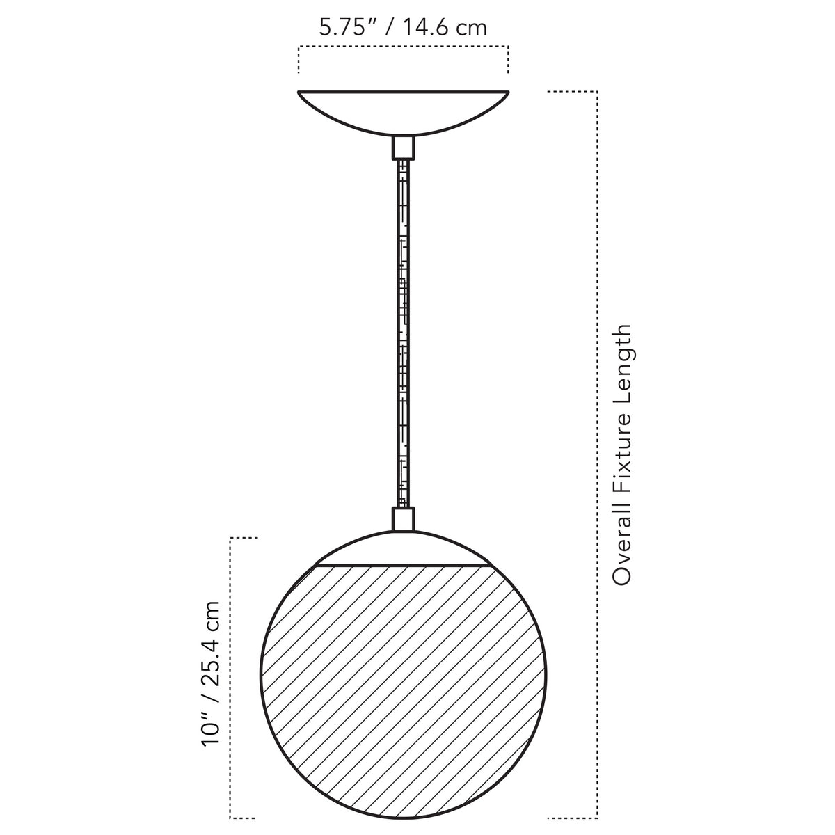 A Technical Drawing Of The Alto Rod 10" Globe