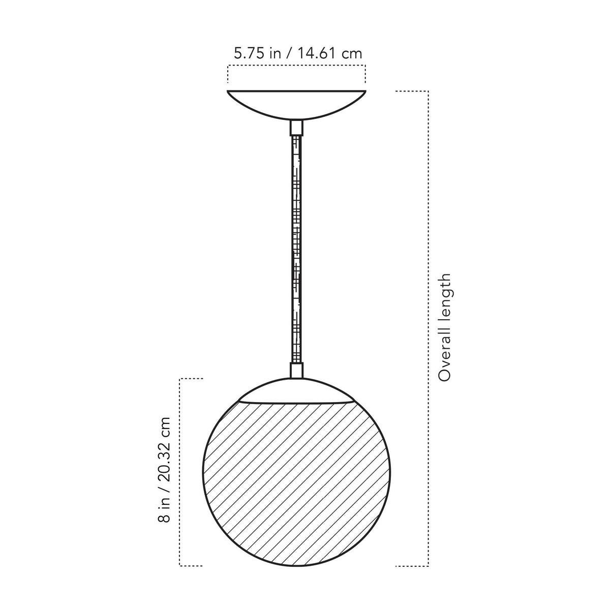 A Technical Drawing Of The Alto Cord With 8" Globe