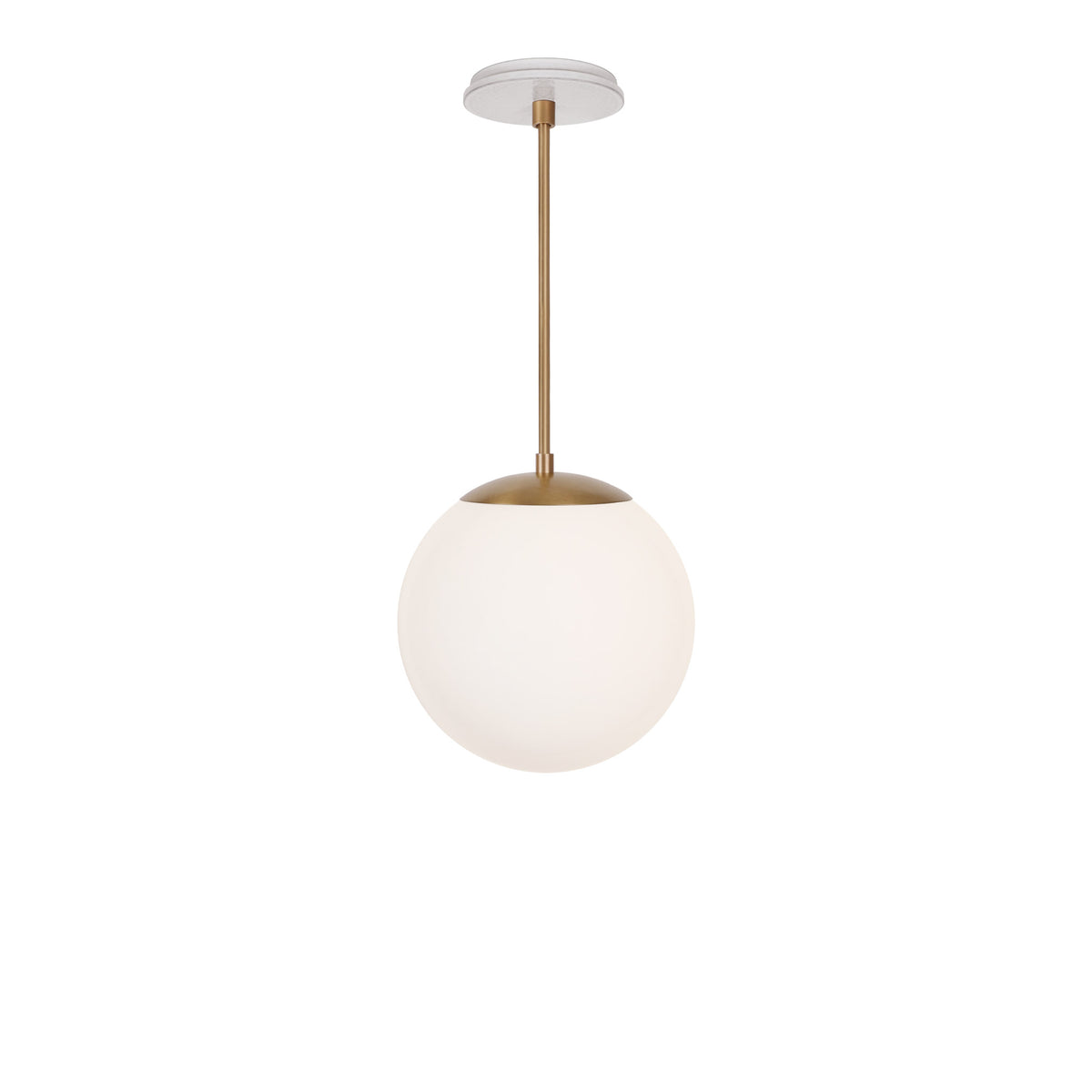 Alto Rod 10” Opal shown in Heirloom Brass with a Brownstone White Star Ceramic Canopy