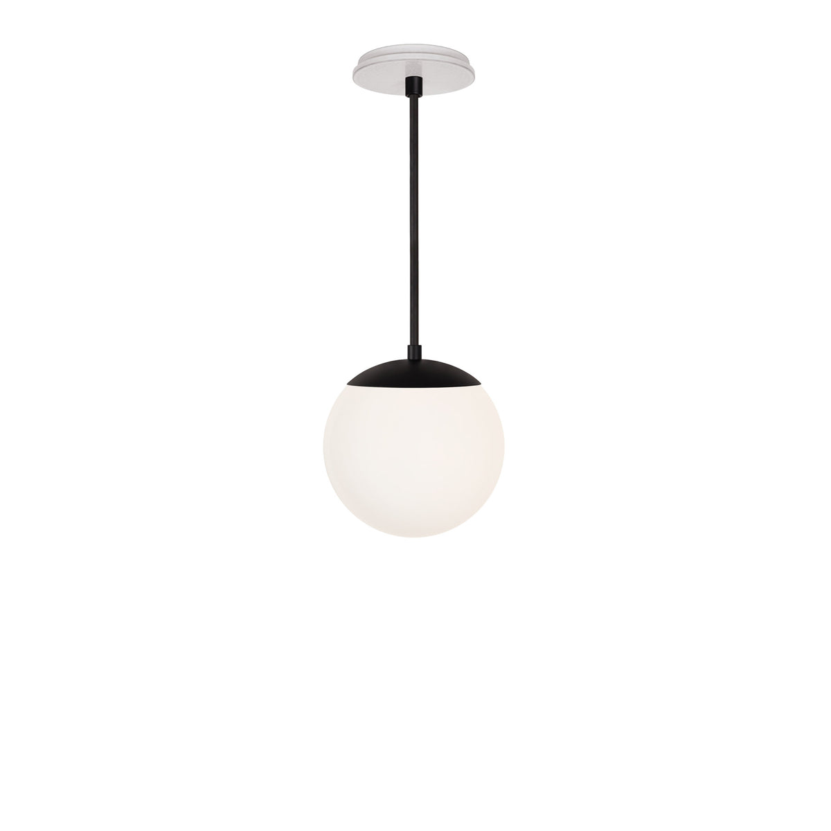 Alto Rod 8” Opal shown in Matte Black with a Brownstone White Star Ceramic Canopy