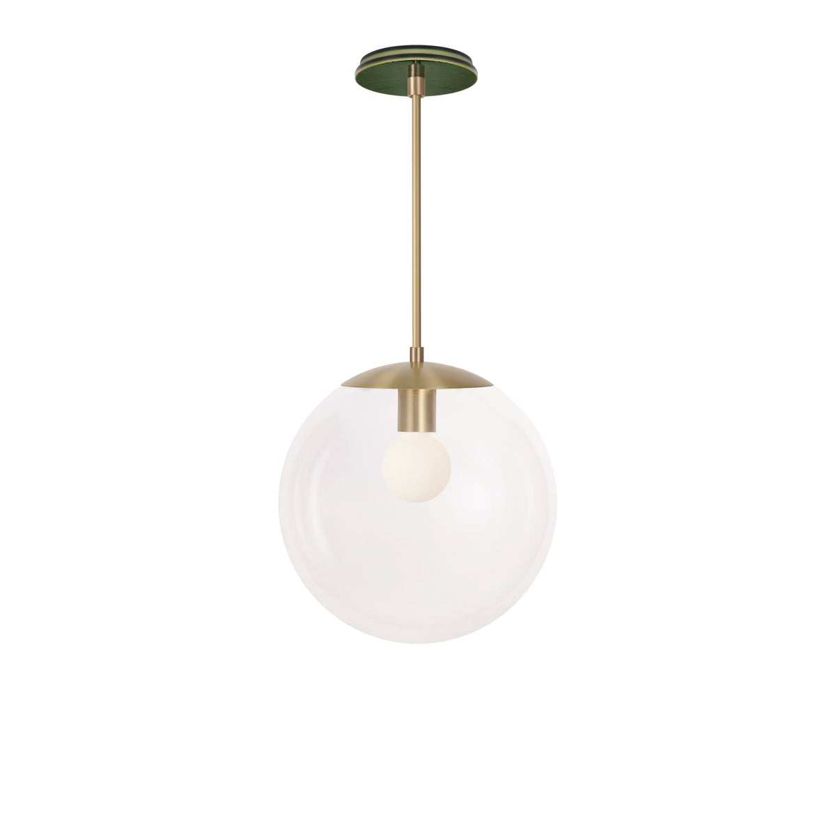 Alto Rod 12” Clear shown in Brass with a Forest Green Star Ceramic Canopy