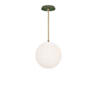 Alto Rod 10” Opal shown in White with Brass and a Forest Green Star Ceramic Canopy