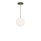 Alto Rod 8” Opal shown in White with Brass and a Forest Green Star Ceramic Canopy