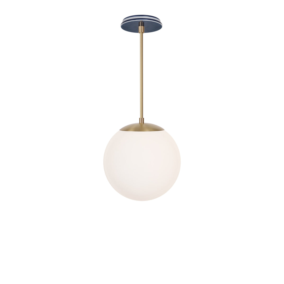 Alto Rod 10” Opal shown in Brass with an Indigo Blue Star Ceramic Canopy