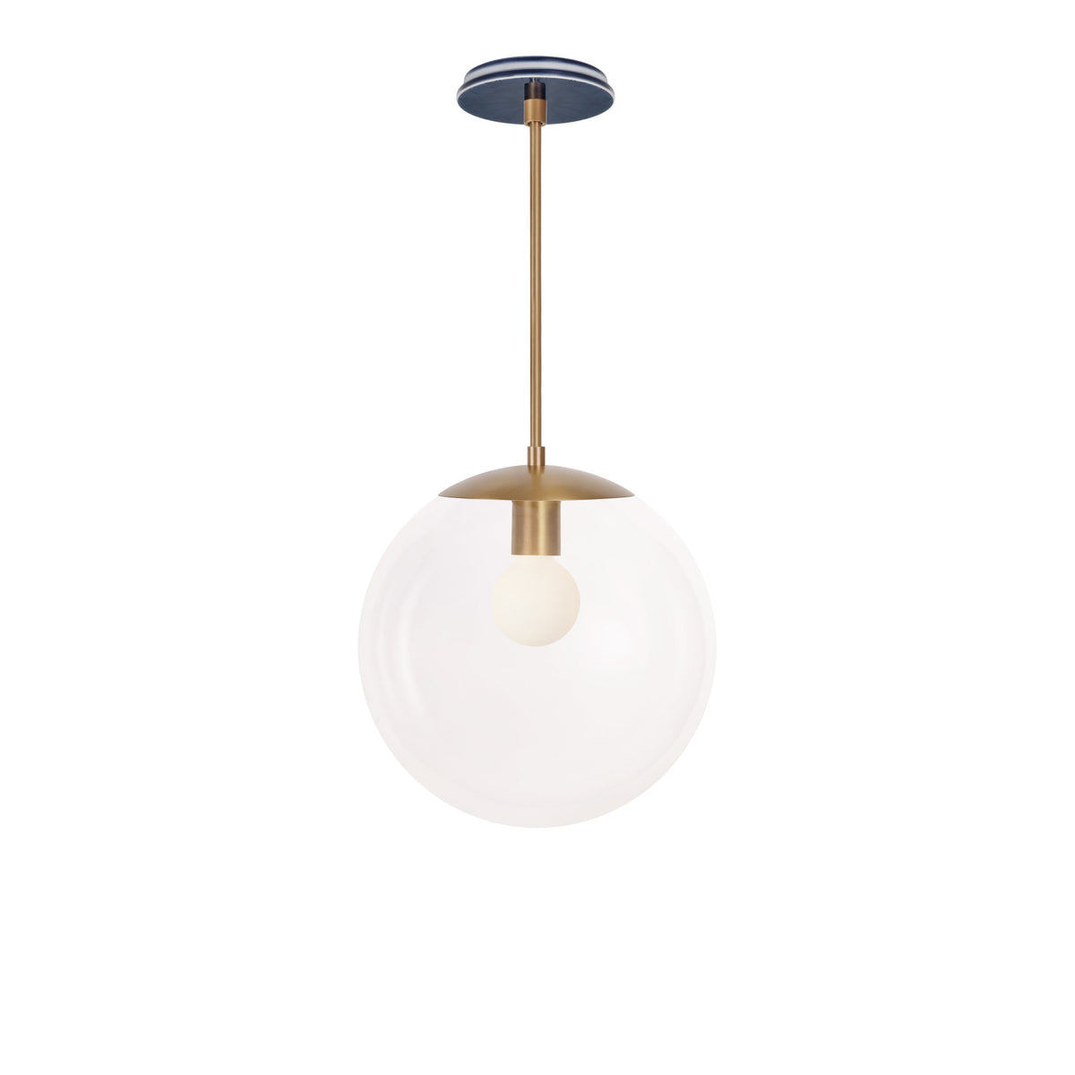 Alto Rod 12” Clear shown in Heirloom Brass with an Indigo Blue Star Ceramic Canopy
