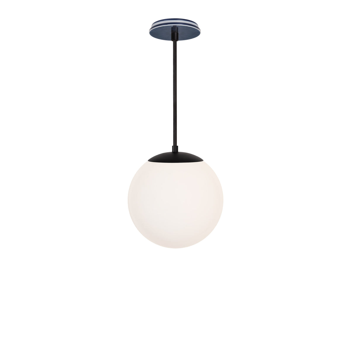 Alto Rod 10” Opal shown in Matte Black with an Indigo Blue Star Ceramic Canopy