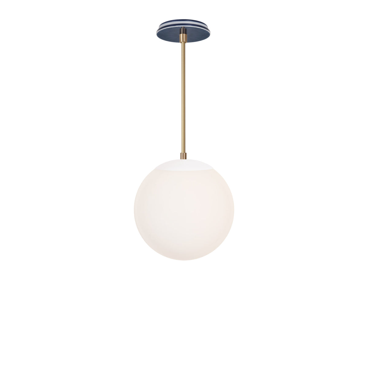 Alto Rod 10” Opal shown in White with Brass and an Indigo Blue Star Ceramic Canopy