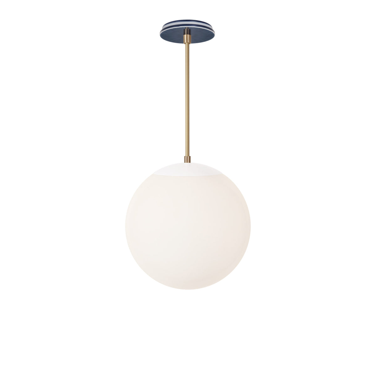 Alto Rod 12” Opal shown in White with Brass and an Indigo Blue Star Ceramic Canopy