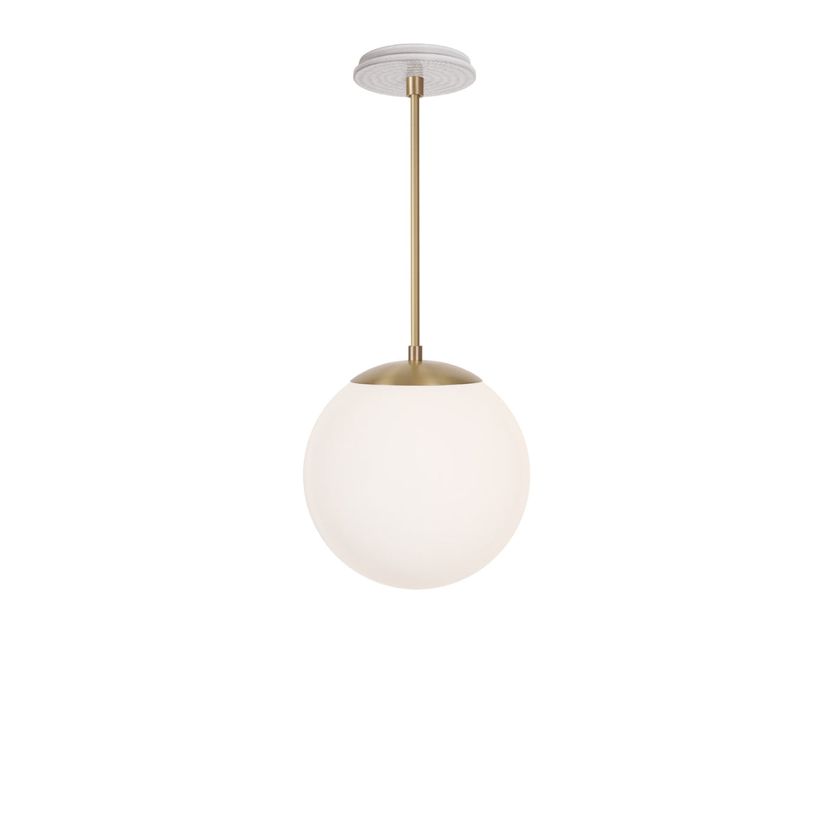 Alto Rod 10” Opal shown in Brass with a Brownstone White Sunflower Ceramic Canopy