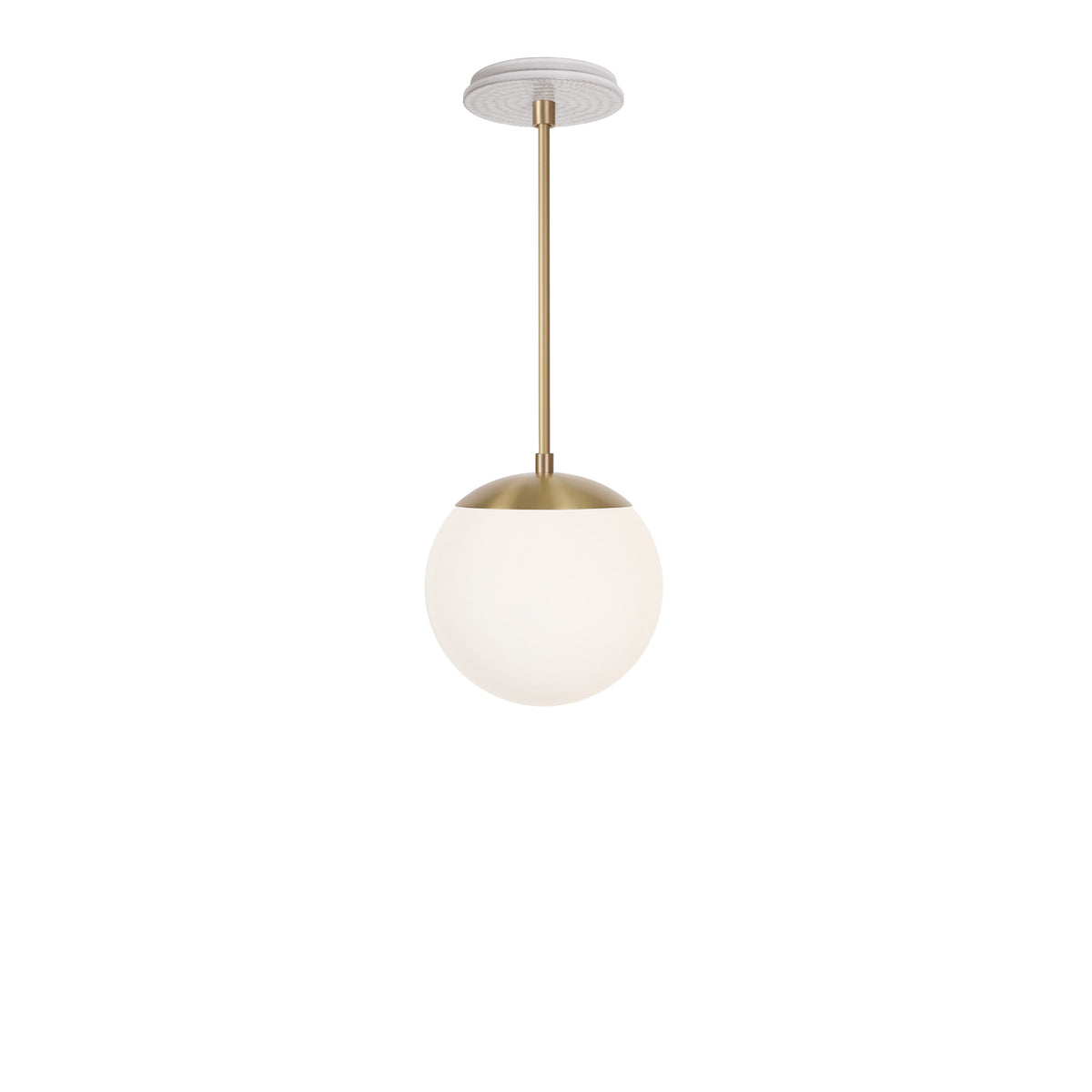 Alto Rod 8” Opal shown in Brass with a Brownstone White Sunflower Ceramic Canopy
