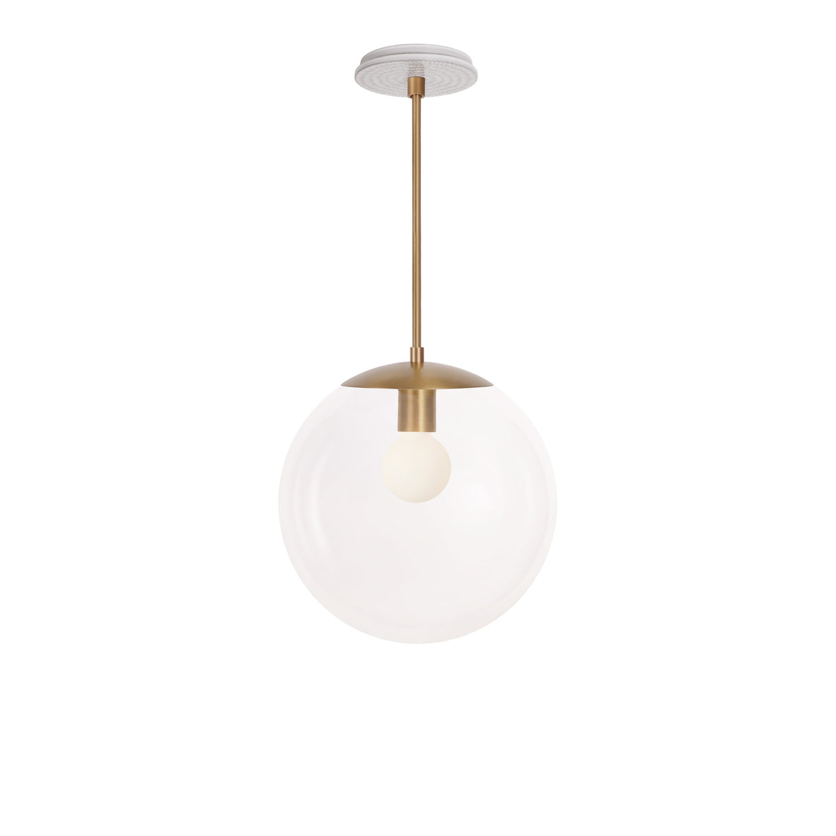 Alto Rod 12” Clear shown in Heirloom Brass with a Brownstone White Sunflower Ceramic Canopy