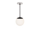 Alto Rod 8” Opal shown in Matte Black with a Brownstone White Sunflower Ceramic Canopy